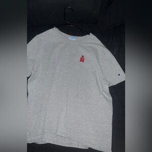 Champion Heather Gray Tee with Red Emblem
